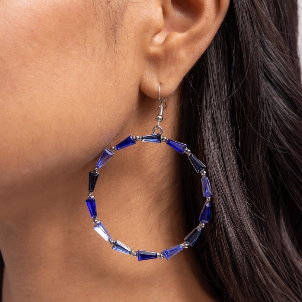 Elegant Blue Hoop Earrings On A Wire